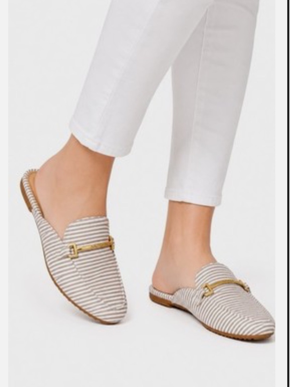 Nautica Labella tan and white striped slip-on mules size 9